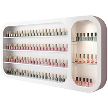 Imagem de Prateleira de exibição de óleo essencial de esmalte para unhas em salão de beleza, prateleira de exibição de arte em metal para armazenamento de esmaltes, armário de exibição montado na pare