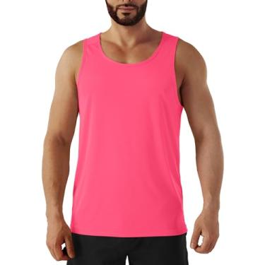 Imagem de Camiseta regata masculina neon de secagem rápida, corrida, atlética, ginástica, ioga, natação, praia, maratona muscular, sem mangas, Rosa neon, XXG