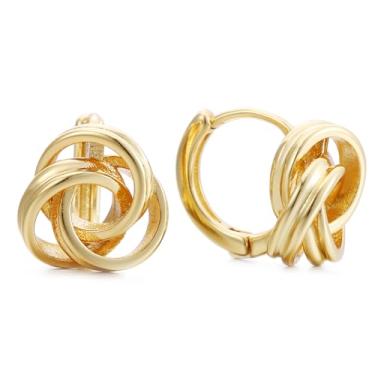 Imagem de AOLIMI Brincos de argola de ouro para mulheres, nó de ouro, pequenos brincos de argola, presentes de bijuteria, Medium, Cobre, Sem pedra preciosa