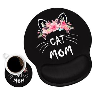 Imagem de LACOMA Mouse pad ergonômico suporte de pulso e porta-copos de café, almofada de descanso de pulso fofa com base de poliuretano antiderrapante para trabalho em casa, escritório, estudo, digitação fácil