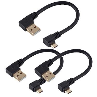 Imagem de LBSC Micro cabo USB de ângulo reto de 90 graus, cabo curto 2.0 macho para macho para carregamento Android e transferência de dados (USB A para micro de 5 pinos, pacote com 3)