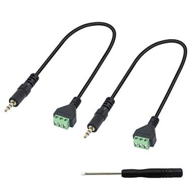 Imagem de XMSJSIY Cabo de bloco de terminais de 3,5 mm, fio de alto-falante TRS estéreo sem solda de 1/8 polegada 3,5 mm macho de 3 polos para parafuso de 3 pinos para fone de ouvido Balum Patch Cord (pacote