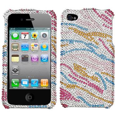 Imagem de Capa protetora de telefone com diamante zebra colorida para Apple iPhone 4 (AT&T), Apple iPhone 4 (Verizon), Apple iPhone 4S