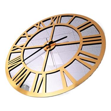 Imagem de Relógio de parede acrílico de madeira com design numeral romano, estilo criativo moderno, usado para relógio de parede de sala de estar (cor: branco/prata, tamanho: 30 cm) (ouro/prata 30 cm)