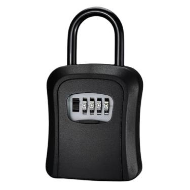 Imagem de Mini Cofre De Parede Com Gancho Guarda Dinheiro Chaves Objetos Pequenos Com Senha Segredo Discreto (Preto)