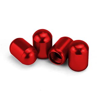 Imagem de JUSTTOP 4 peças de tampas de haste de válvula de pneu de carro, tampa de ar, universal para carros, SUVs, bicicletas, caminhões e motocicletas, acessórios externos de roda de carro e pneu - vermelho