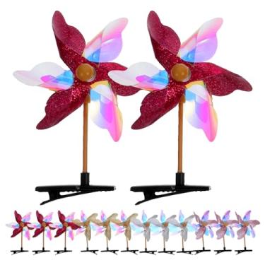 Imagem de LOGOFUN 24 peças grampos de cabelo moinho de vento pinos de cabelo cata-vento presilhas de cabelo de lantejoulas para decorações de cabelo de meninas pequenas - colorido