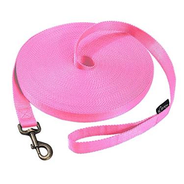 Imagem de HIKISS Coleira longa para cães com material espesso para cães grandes - Coleira de treinamento para cães grandes - Coleira de treinamento de 4,5 m, 6 m, 9 m, 15,2 m, 30,5 m (rosa 30,5 m)