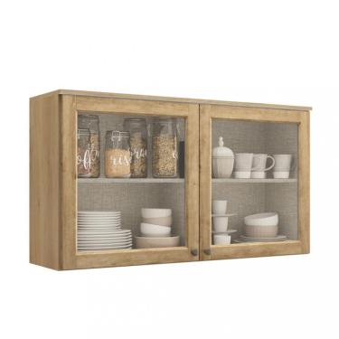 Imagem de Armário Aéreo 2 Portas com Vidro 120cm Finesse THB - CAPUCCINO