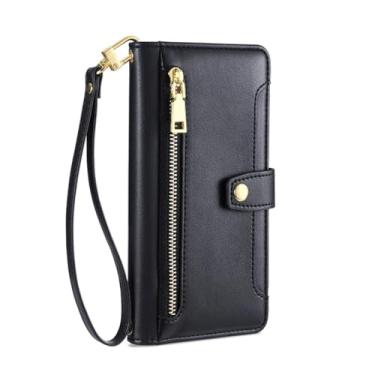 Imagem de Capa de telefone tipo carteira com zíper para Xiaomi Note 11T 10 Lite 10S 9 8 7 6 5 Pro Note 4X 4 3 Capa de telefone crossbody com alça, preta, para Redmi Note 6 Pro