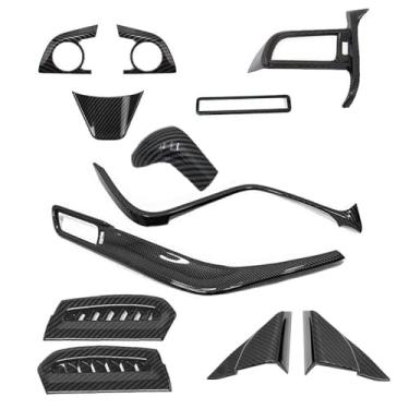 Imagem de XITER 12 peças ABS painel de instrumentos de fibra de carbono painel central moldura decorativa guarnições de saída de ar capa de volante automotivo conjunto completo de interiores de carro para