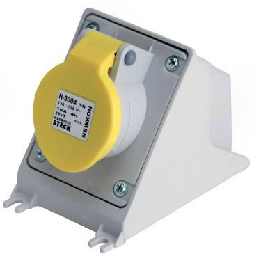 Imagem de Tomada Industrial Sobrepor 16A 2P+T 110/130V IP44 4H Amarela N3004 – Steck