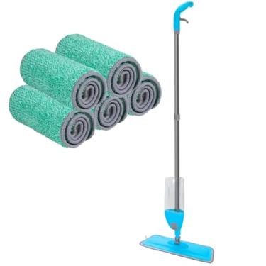 Imagem de Mop Spray Esfregão Limpeza Vassoura Mágica Com Kit 5 Refil Reservatório 500ML Gatilho