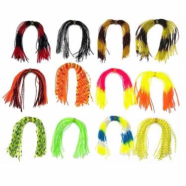 Imagem de Saias de silicone Spinnerbaits, 12 pacotes de iscas de pesca de robalo faça você mesmo, 50 fios, saias de borracha para Spinnerbaits Buzzbaits saia de substituição
