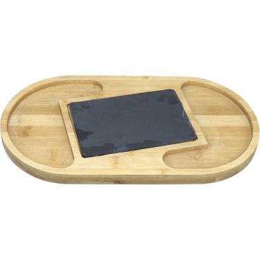 Imagem de PETISQUEIRA 2 DIVISORIAS E TABUA DE CORTE ARDOSIA HOME&CO OVAL BAMBU 2x37x20cm NATURAL