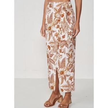 Imagem de Saia Midi Envelope Estampada Com Linho Yara Flowers Colcci-Feminino