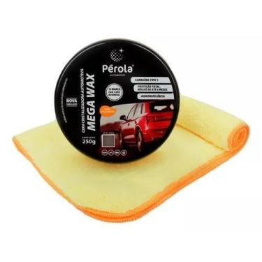 Imagem de Cera automotiva cristalizadora mega wax perola c/ flanela - marca, Sem