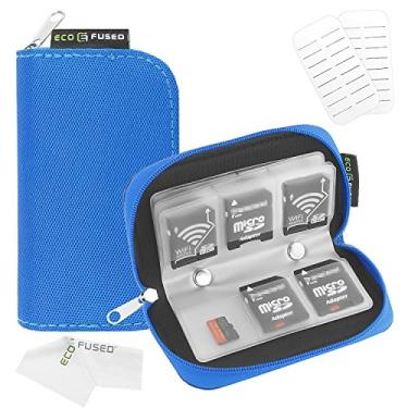 Imagem de Caixa para Cartões de Memória Eco-Fused - Cabe até 22 cartões SD, SDHC, Micro SD, Mini SD e 4 cartões CF - Porta-cartões com 22 compartimentos (Azul)