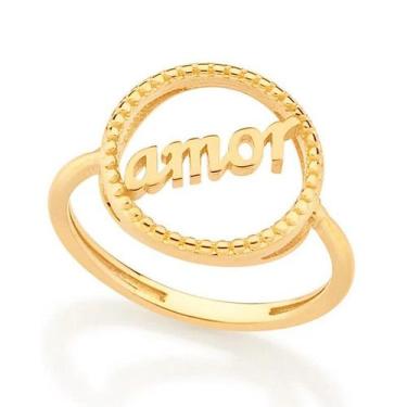 Imagem de Anel banhado ouro 3x 24k 18k e 22k feminino rommanel círculo escrito a