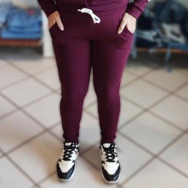 Imagem de Calça Moletom Feminino Inverno Frio Tecido Malha Crepe Confortável - L