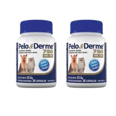 Imagem de 2x Pelo E Derme Para Cães E Gatos 750 Dha+epa 30cps - Vetnil