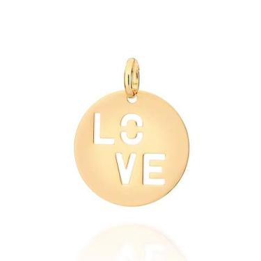 Imagem de Pingente banhado ouro 3x 24k 18k e 22k feminino redondo escrito love r