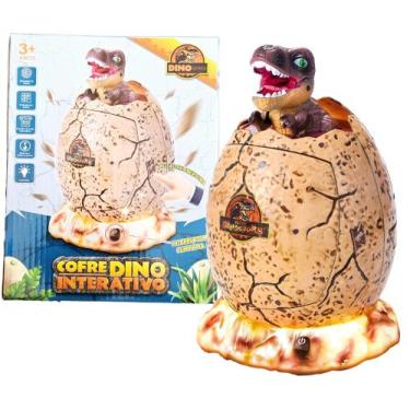 Imagem de Cofre Cofrinho Dino Digital Com Senha Infantil Dinossauro Puxa Notas -