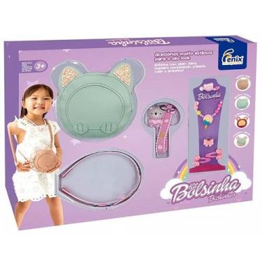 Imagem de Kit de Beleza Infantil Bolsinha Redonda Gatinho Azul Fenix