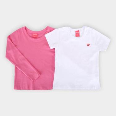 Imagem de Kit Blusa Infantil Kely & Kety Basic Manga Longa e Curta Menina - 2 Pe