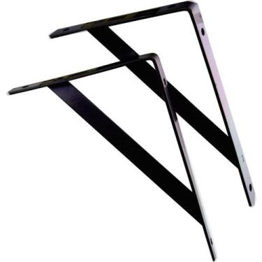Imagem de Kit 12 Mão Francesa Suporte para Prateleira Resistente Preto 30cm star
