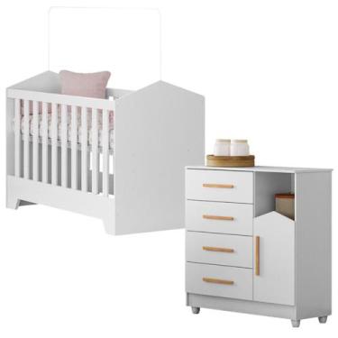 Imagem de Quarto Bebê Moderno Cômoda e Berço Incluso 100% MDF - CASA E MOBILIA, 