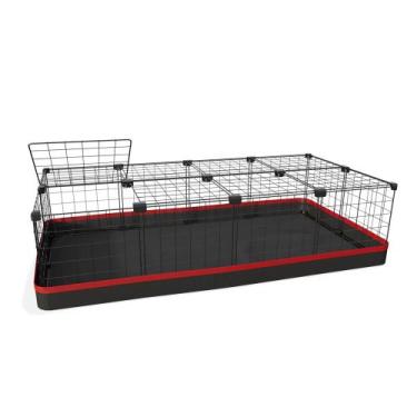 Imagem de Cercado 60x120x30 Cm Preto com Teto Bandeja Higiênica Nylon Vermelho -