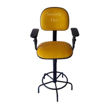 Imagem de Cadeira Secretaria Caixa Alta Braço Regulagem Altura A Gás - Sintonia 