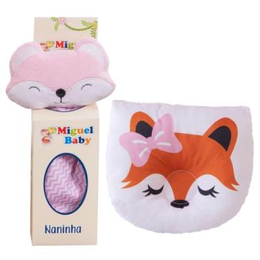 Imagem de Kit Travesseiro Apoio de Cabeça Bebe Infantil + Naninha Prendedor de C