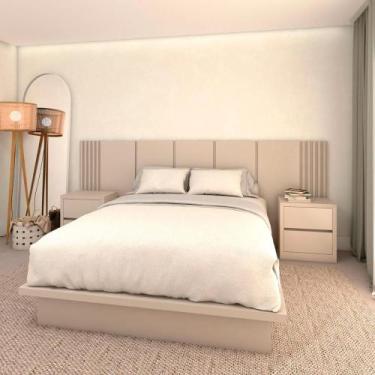 Imagem de Kit Quarto MDF Queen Sob medida com 2 Mesas e Cabeceira 3m - Casa Lar 
