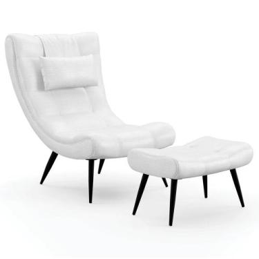 Imagem de Kit Poltrona e Puff Para Sala de Estar com Almofada e Pés Palito Lord 