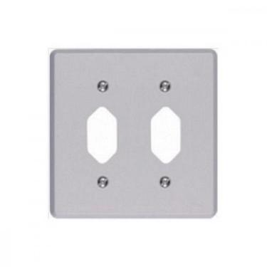 Imagem de Placa Conjunto Ilumi Cinza 4X4 - 2 Tomadas