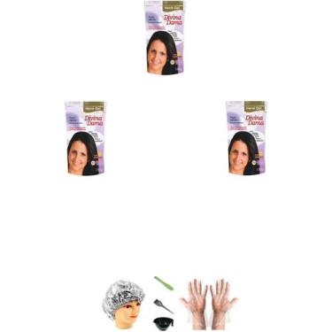 Imagem de Divina Dama Hene em Gel Preto Medio 03x180gr Jaborandi Pouch + Kit Inc