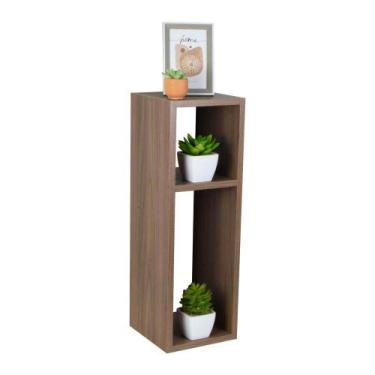 Imagem de Mesa De Cabeceira Pequena 20x20x60cm Nogal Quarto Sala - Mercado das P