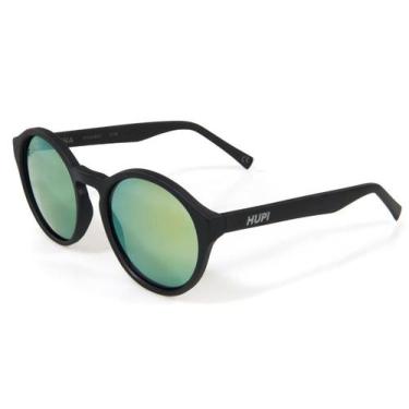 Imagem de Óculos de Sol HUPI Kona Preto Fosco Lente Verde Espelhado, Preto