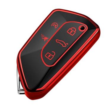 Imagem de Tukellen Para Volkswagen Key Fob, capa premium macia TPU proteção total chaveiro VW ID4 ID3 MK8 Golf GTI Skoda Octavia Smart Keyless Fob Remote Key (Vermelho)