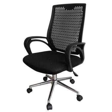 Imagem de Poltrona Indie Tela Mesh Preta Base Cromada - 38201 - Sun House