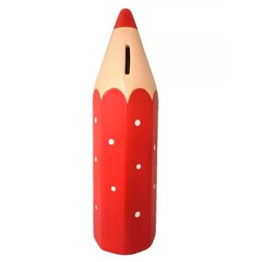 Imagem de Cofre Lápis de Cor Escolar Grande em Cerâmica Decor - Vermelho - Retro