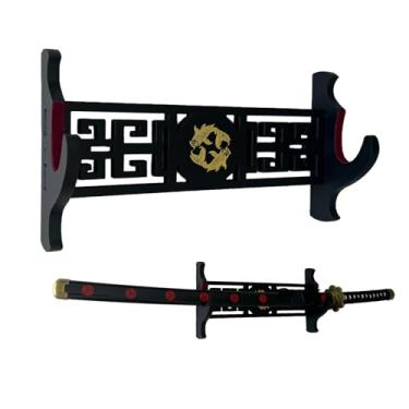 Imagem de Kodeqian Suporte de parede de espada katana, 1 camada, estampa de peixinho dourado de veludo, acolchoado Samurai, suporte de espada Wakizashi, suporte de espada de animação Zoro, exibição de espada