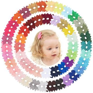 Imagem de doboi Prendedores de cabelo para laços, 100 peças, laços de cabelo infantil, 5 cm, totalmente forrados, gorgorão, boutique, cor sólida, mini laços para meninas, adolescentes, crianças, recém-nascidos, conjunto de 50 pares