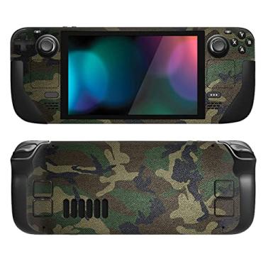 Imagem de PlayVital Conjunto completo de decalque de película protetora para LCD Steam Deck, adesivos personalizados capa de vinil para Steam Deck OLED - Camuflagem verde exército