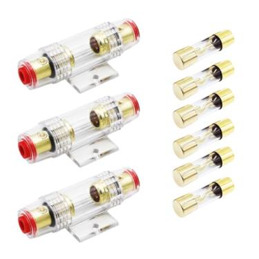 Imagem de Suporte de fusível à prova d'água Carviya 4-8 calibre AWG em linha com dois fusíveis tipo AGU 60A para Audio/Alarme/Amplificador/Compressores de carroCarviya 1140*3