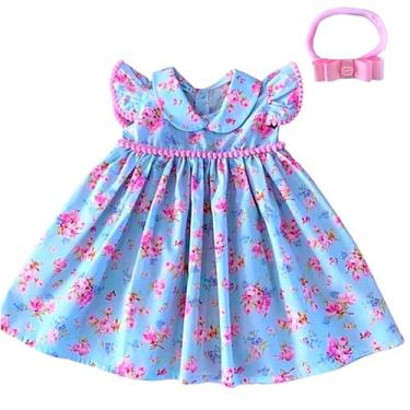 Imagem de Vestido de Bebê Menina Florido com Tiara 100% Algodão Iris - Mundo Nin