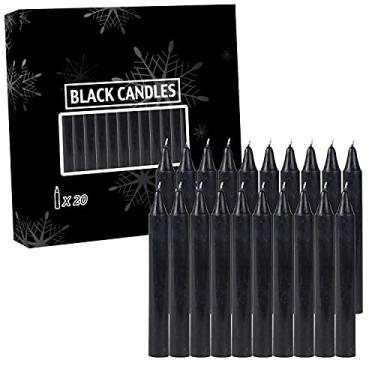 Imagem de 20 pcs Black Candles-Magic Ritual Small Mini Spell Chime Candles-for Pagan and Witchcraft Altars-4 inch X 1/2 inch Diameter - 1.5 Hour Burn Time