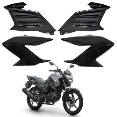 Imagem de Kit carenagem aba aleta complemento fazer 150 preto brilho 2014 2015 -